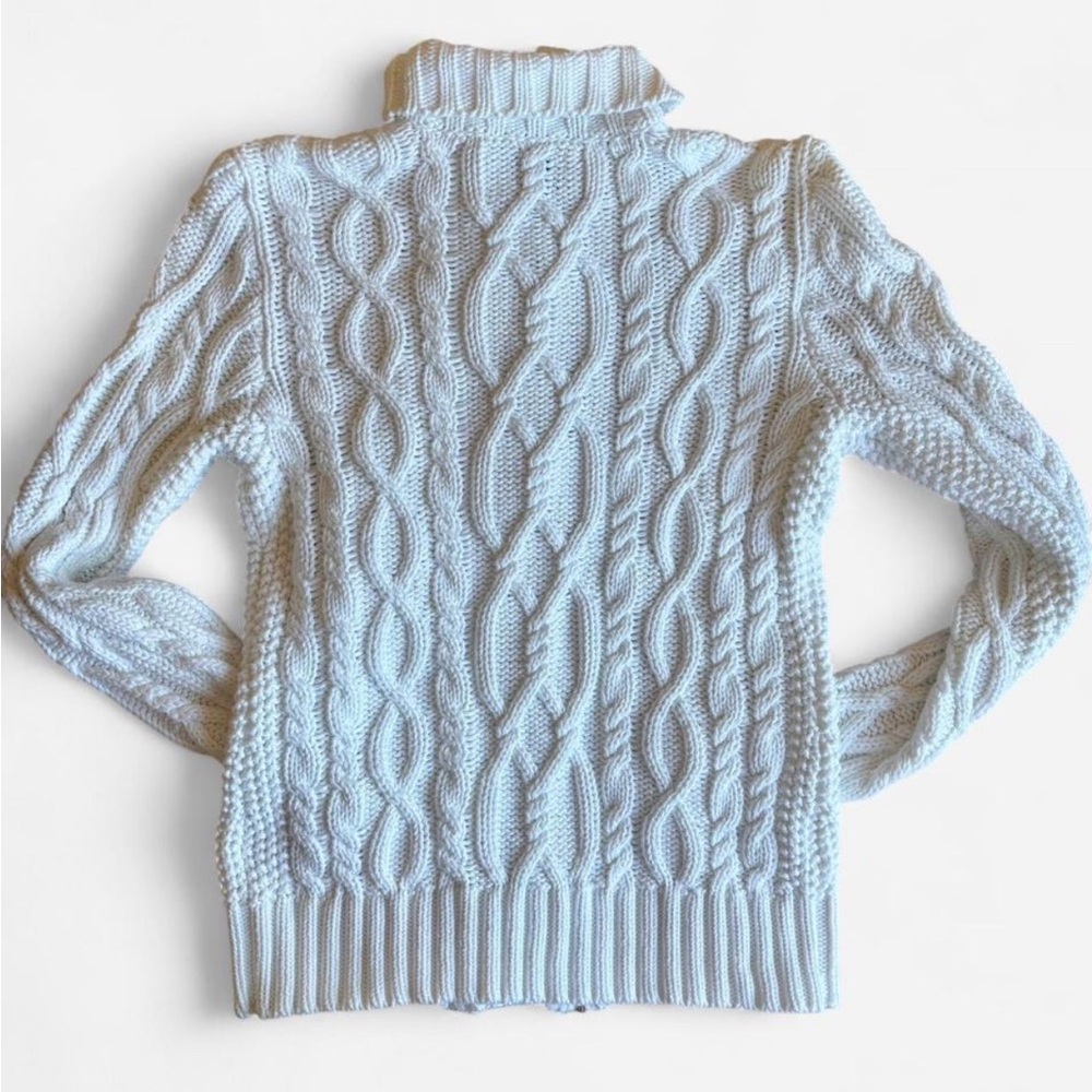 Ralph Lauren White Cable-Knit Cardigan with Gold Toggle Closures - Picture 2 of 7